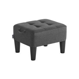 Ottoman Footstool - ASTTTO Linen-Look Fabric with Thick Cushion - Slate Grey