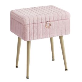 OXGATE Vanity Stool with Storage - Jelly Pink