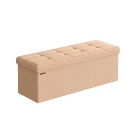 SKYBAY Folding Storage Ottoman Bench 110 cm - Apricot Orange