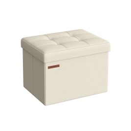 Storage Ottoman - VELSO Foldable Small Storage Ottoman 31 x 41 cm - White