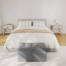 Storage Bench - VIVRAH Small Storage Ottoman End of Bed Bench - Grey