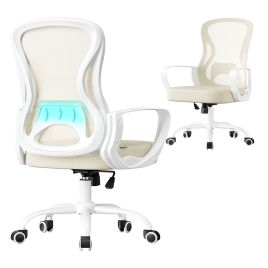 ALFOCA Ergonomic Office Chair with Lumbar Support - Beige and White