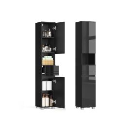 Bathroom Cabinet - FIOVA Sleek Design with Drawer - Black