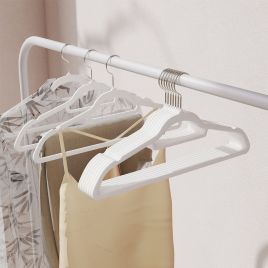 Velvet Hangers - SOLRO Set of 20 Non-Slip Hangers with Rose Gold Swivel Hook - White