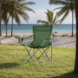 Camping Chairs - FIORIA Folding Outdoor Chairs with Armrest - Green
