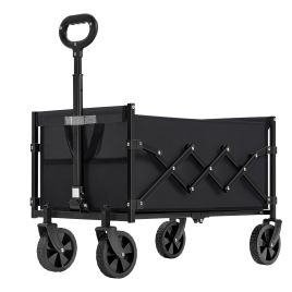 ELDCROSS Folding Utility Garden Wagon with Adjustable Handle - Black