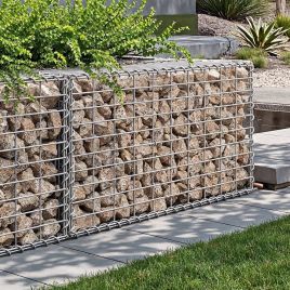 Gabion Fence - FIORIA Metal Cage Single Pack Mesh 5 x 10 cm - Silver