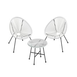 Patio Furniture Set - FIORIA Acapulco 3 Piece Outdoor Seating Set - White