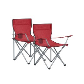 Camping Chairs - ORARAE Folding Set of 2 with Armrest - Red