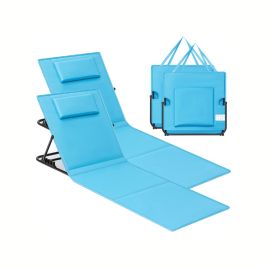 Beach Sunloungers - TARNA Folding Set of 2 with Handle - Sky Blue