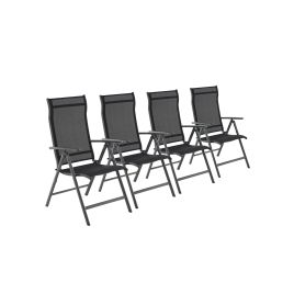 Garden Chairs - VIVLIA Folding Set of 4 150 kg Capacity - Black