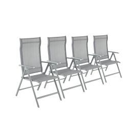 Garden Chairs - VIVLIA Folding Set of 4 150 kg Capacity - Grey