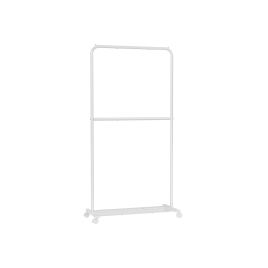 Double-Rod Clothes Rail on Wheels White