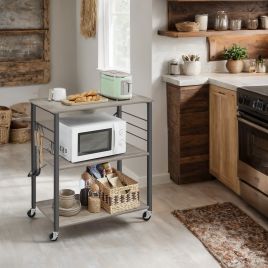 CAMEPO 3 Tier Kitchen Trolley with Wheels - Caramel Brown