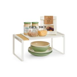 Spice Rack - LUSLIA Extendable Bamboo Kitchen Organizer Shelf - White