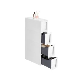 Storage Tower - FIONOS Plastic Storage Tower on Wheels with 4 Level - White