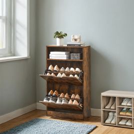 VERRA Shoe Cabinet - 12 Pair Storage Medium Sized Cabinet - Brown