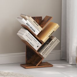 Bookshelf - VERRA 5 Tier Tree-Shaped Corner Shelf Space-Saving - Brown
