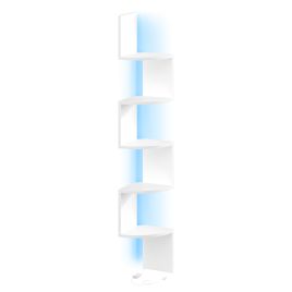 CLTEPY 5 Tier Corner Wall Shelf with LED Lights - White