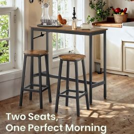 Bar Table Set - VERRA Kitchen Table with 2 Bar Stools - Brown Black