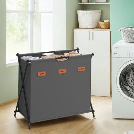 CRRICA Foldable 3 Section Laundry Basket 135L - Grey