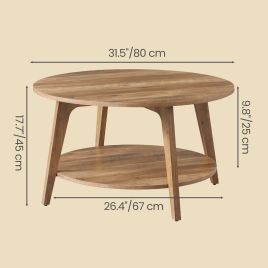 DAVITI 2 Tier Coffee Table with Sliding Drawers - Brown