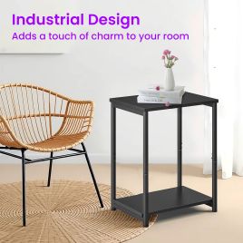 Side Tables - VERRA Set of 2 Sofa Side Tables with Storage - Black