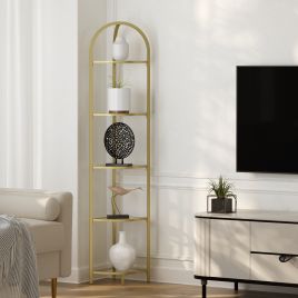 Corner Shelf - VERRA 5 Tier Stand Bookshelf Organizer Bathroom Gold