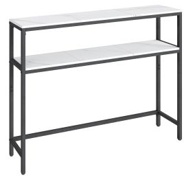 GLSYSU 2 Tier Console Table - White