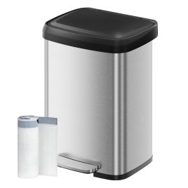 HIFIVY Stainless Steel Pedal Bin 50L - Silver and Black
