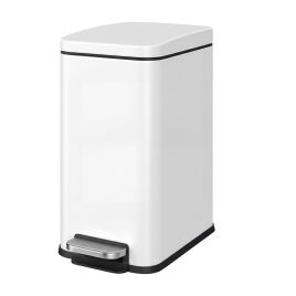 HILESO Soft Close Bathroom Pedal Bin - White