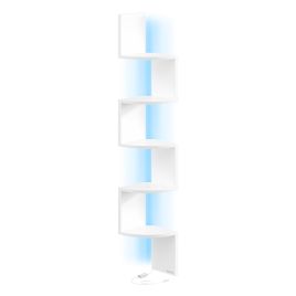CLTEPY Wall Mounted Corner Shelf with RGB LED Lights - Matte White