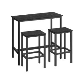 Dining Table Set - VELTTO 3 Piece Dining Set with Chairs - Ebony Black