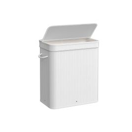 100L Laundry Hamper with Lid and Handles White