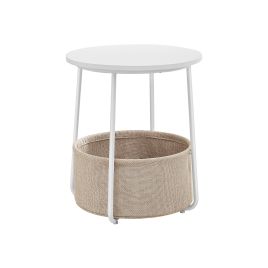 Round Side Table with Fabric Basket
