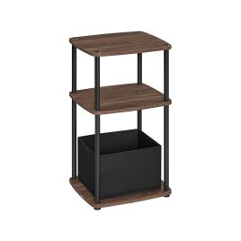 Side Table - SERDA Modern 3 Storage Shelves - Ebony Walnut