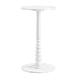 LOMIXY MARIEL Round Side Table with Wooden Leg - Cloud White