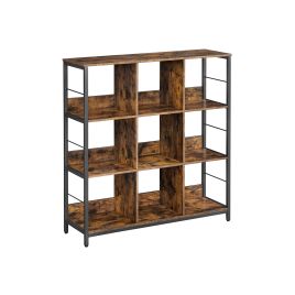 Bookcase - ASTON 3 Tier Rustic Display Storage Rack - Rustic Brown