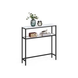 Console Table - ASTRO 2 Shelf Marble - White