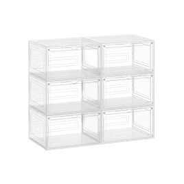 NOVNA Shoe Box - 6 Pack Stackable Small Sized ShoeBox - White