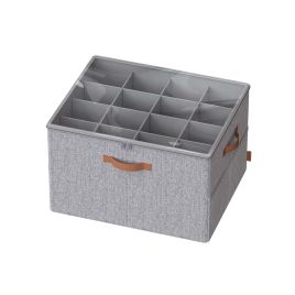 NOVNA Shoe Box - 16 Cube Adjustable Divider Small Sized ShoeBox - Grey