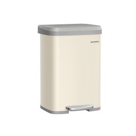 Waste Bin - MODRA Metal Pedal Bin with Lid - Sand Beige and Dove Grey