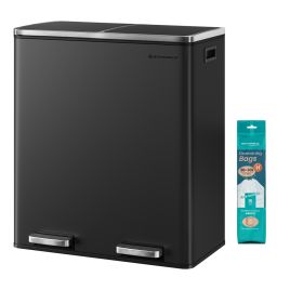 HIROXA Double Kitchen Recycling Bin 60L - Black