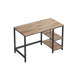 Writing Desk - FINLIA 2 Shelves Left or Right - Camel Brown and Black