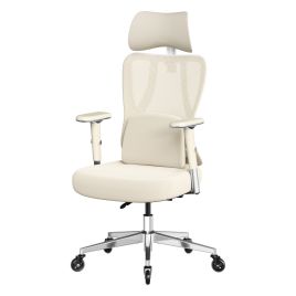 ORKYCY Office Gaming Chair with Lumbar Support - Brown and White