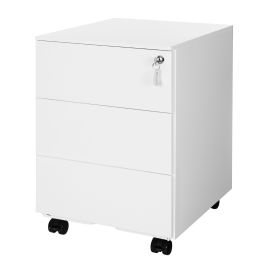 ORVIKI Lockable Mobile Desk Cabinet with 3 Drawers - Cloud White