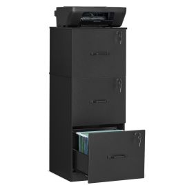 ORPOFE 3 Drawer Lockable Filing Cabinet - Ink Black