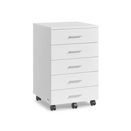 File Cabinet - ZARTA Rolling with Drawers and Wheels - White