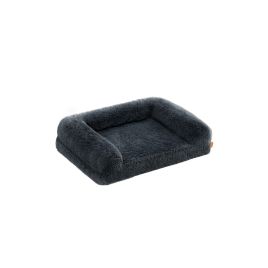 Dog Sofa Bed - MONRA Large Orthopedic Faux Fur Bolster Bed - Dark Grey