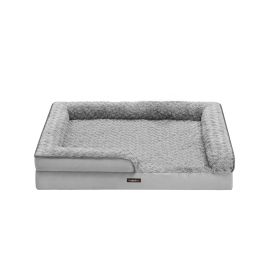 Dog Bed - MONRA Memory Foam with Side - Dove Grey